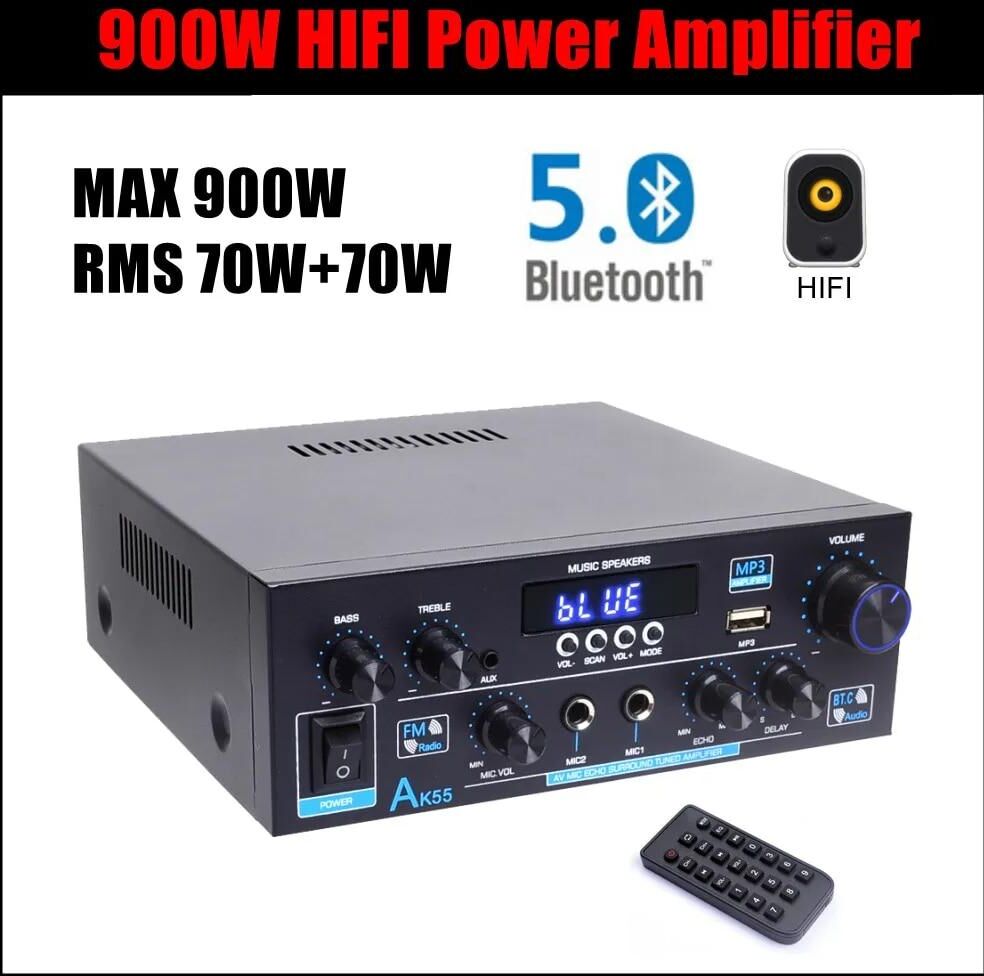 Bobo Life AK55 900W Home Power Amplifier 2.0 Channel Bluetooth 5.0 Hifi Digital Stereo Sound Amplifier 2.0 450W+450W Subwoofer