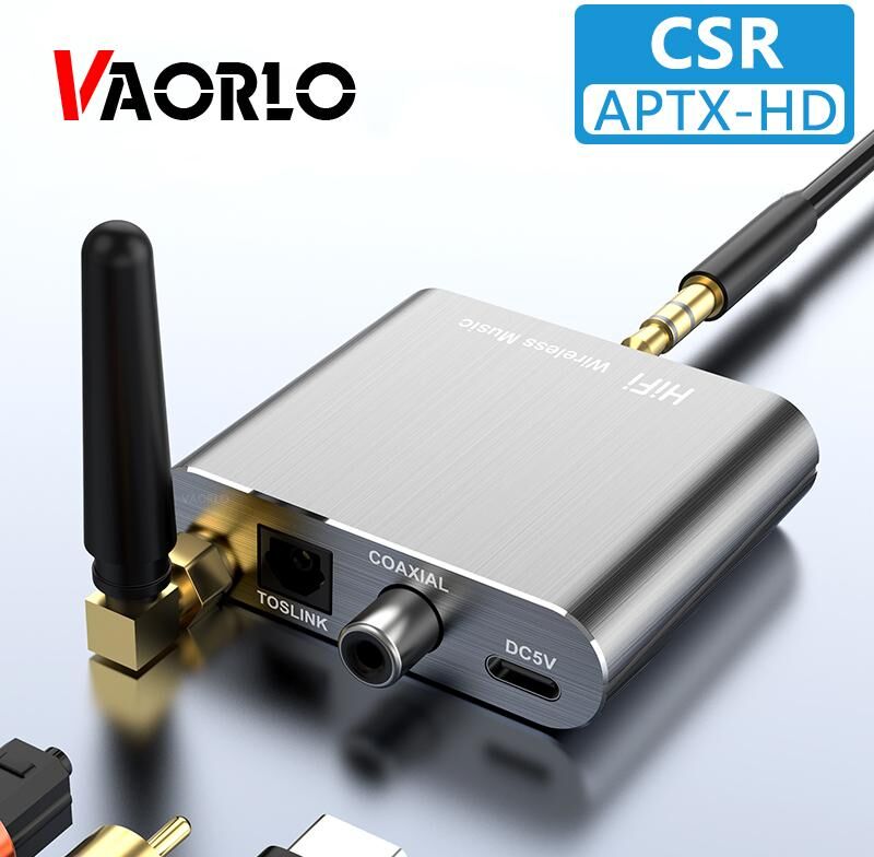 VAORLO CSR Wireless Receiver APTX-HD Bluetooth 5.2 HiFi Stereo Audio Adapter Support Coaxial Optical Fiber aptX-LL For Headphone TV Amplifier