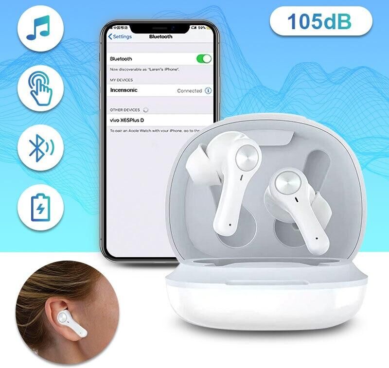 Laiwen Hearing Amplifiers Rechargeable Bluetooth Digital Hearing Aids APP Control Intelligent Noise Reduction Sound Amplifier for Elderly Deaf In-Ear 1 Pair