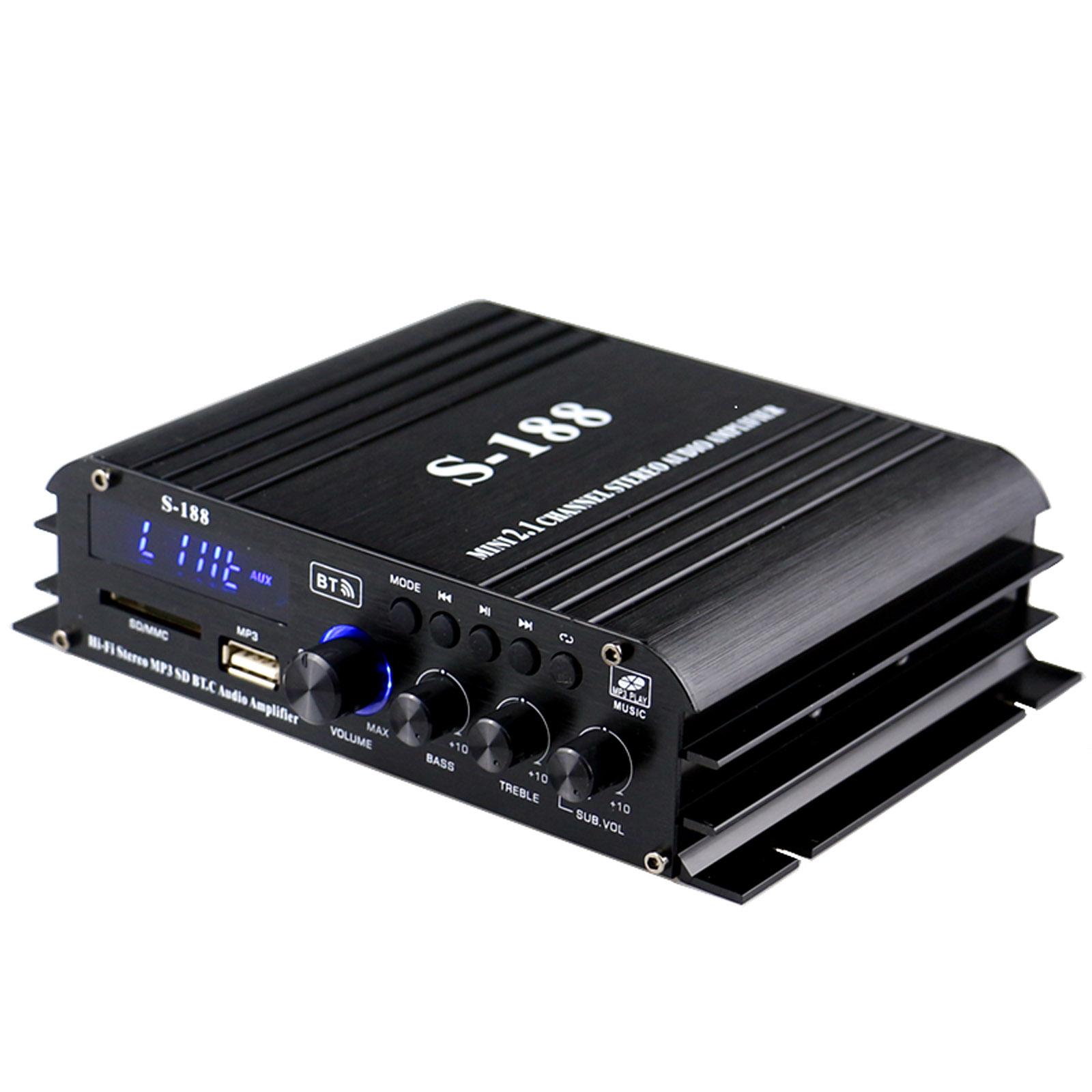 TOMTOP JMS S-188 Mini Audio Power Amplifier 2.1 Channel Digital BT Amplifier 40W*2+68W USB Memory Card Slot