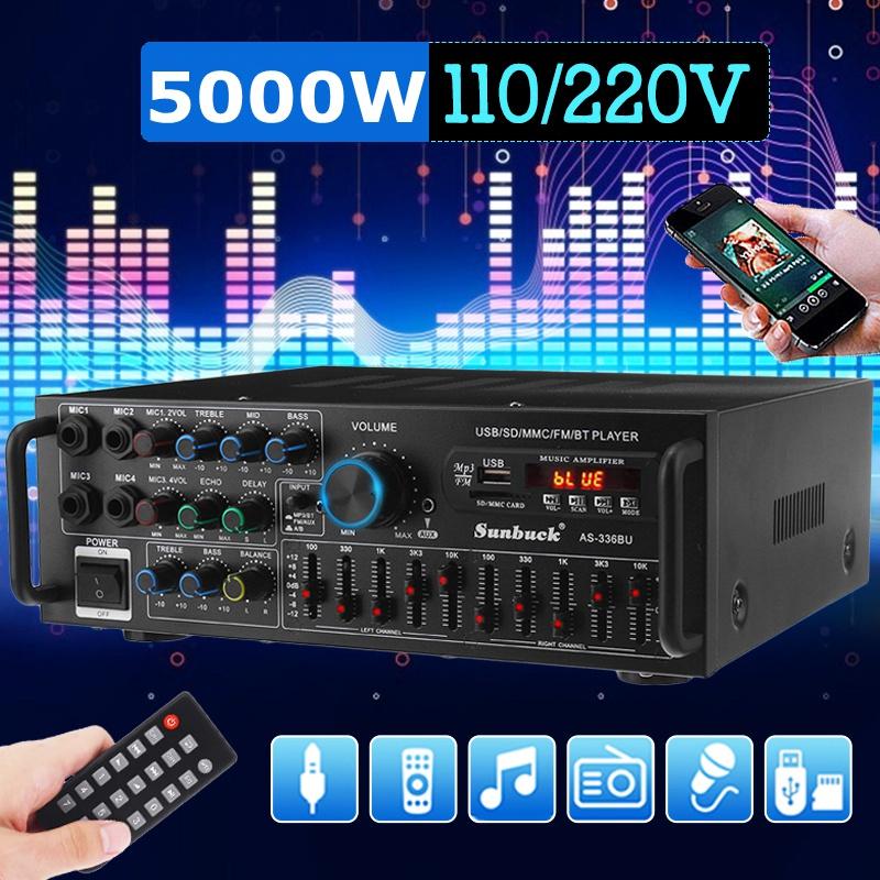 Decor Dream 5000W bluetooth Stereo Amplifier Surround Sound USB SD AMP FM DVD AUX LCD Display Home Cinema Karaoke Amplifier Remote Control
