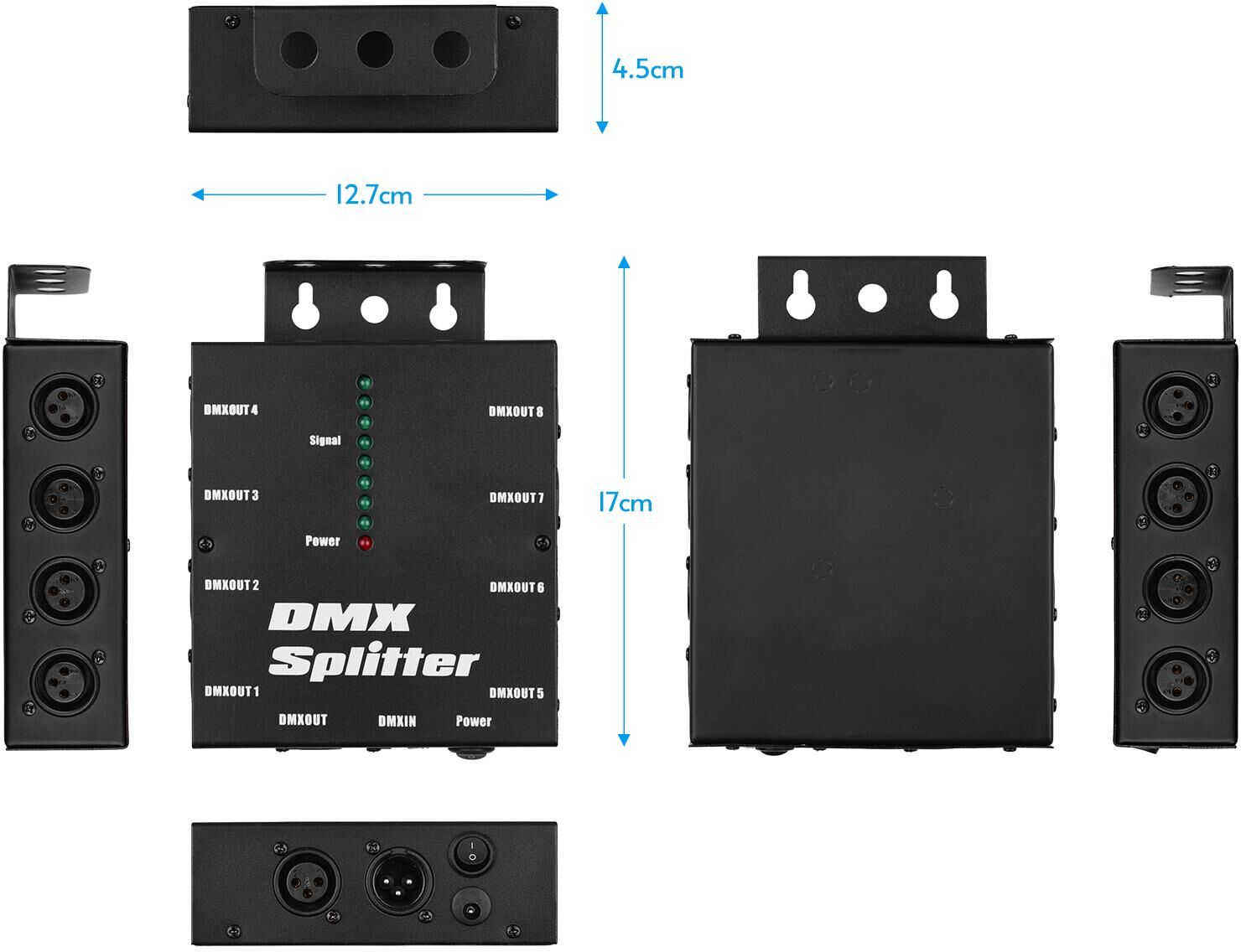 TOMTOP JMS DMX512 Optical Signal Amplifier Spliter Distributor 1 Direct Input & Output 8 Independent Outputs