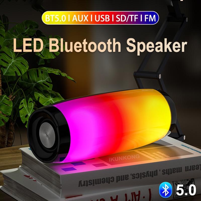 fashion 1 Portable Speakers Bluetooth Column Wireless Bluetooth Speaker Powerful High BoomBox Outdoor Bass HIFI TF FM Radio with LED Light