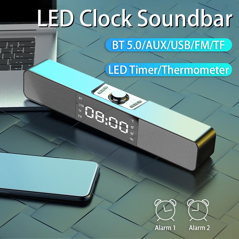 Better&Healthy Life LED Soundbar TV Bluetooth Speaker Portable Wireless Speakers USB Clock Powerful High BoomBox Bass Sound Bar AUX HIFI TF FM Radio