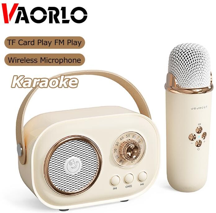 VAORLO Bluetooth Speaker With Wireless Microphone Support Karaoke TF Card FM Play HiFi Subwoofer High Compatible Hands-free Calling