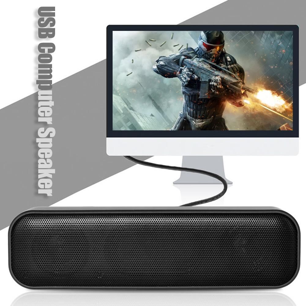 TOMTOP JMS USB Powered Soundbar Desktop Speaker Wired Computer Sound Box for TV Desktop Laptop Computer