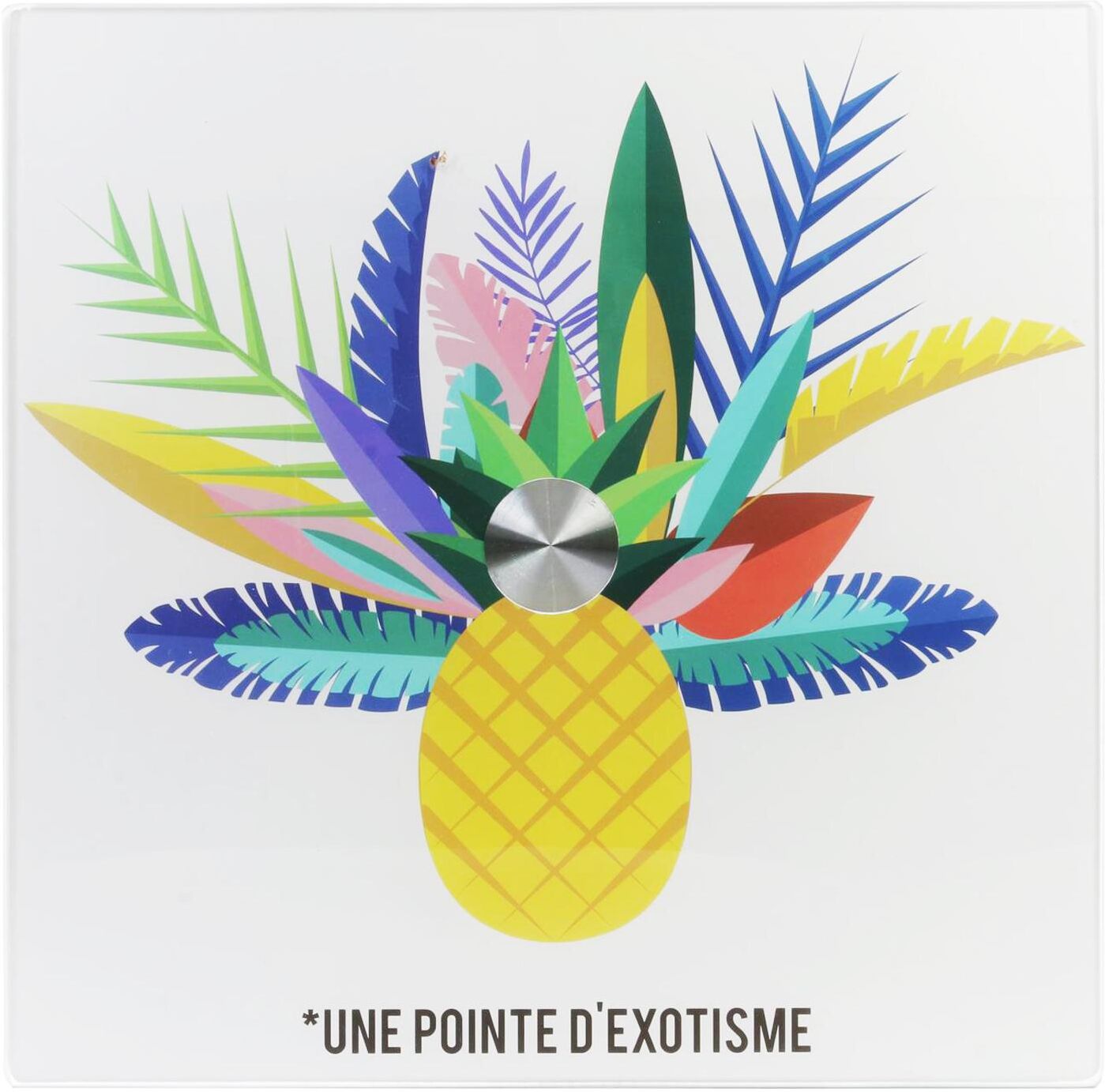 Les Trésors De Lily [Q5860] - Multicolored white 'Tropical' glass turntable (pineapple) - 30x30 cm