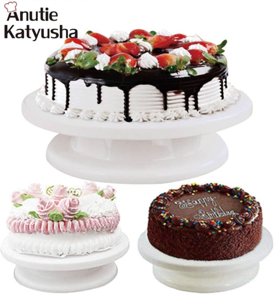 Anutie Katyusha 28CM Plastic Anti-skid Round Cake Turntable Rotating Decorating Assembled Cake Rotary Baking Tool