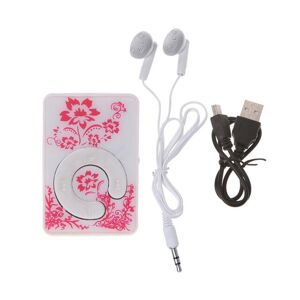 Essager Electronic Mini Clip Floral Pattern Music Mp3 Player 32gb Tf Card With Mini Usb Cable + Earphone