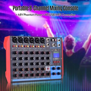 TOMTOP JMS AG8 Portable 8Channel Mixing Console Digital Audio Mixer +48V Phantom Power Supports BT/USB/MP3