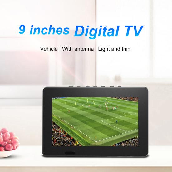 LOMEII Electronic D9 Portable Analog TV Stable Output HD-compatible TFT LED Screen 9 Inch Rechargeable Car TV Player for Kitchen