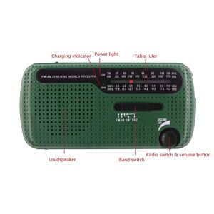 TOMTOP JMS Emergency Radio Hand Crank Solar Radio 1200mAh Rechargeable Portable Power Bank LED Flashlight AM /