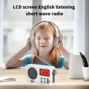 LOMEII Electronic Portable Radio Built-in Speaker Large Digital Screen Monaural Receive Audio White Battery Operated Antenna AM FM Radio Consumer Electronics