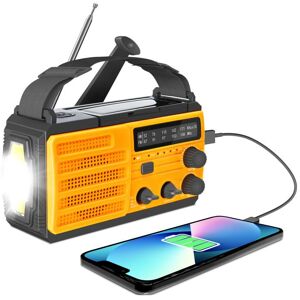 POTAN MUSIC 8000mah Emergency Radio Portable Power Bank With Solar Charge Hand Crank Battery Powered Sos Alarm