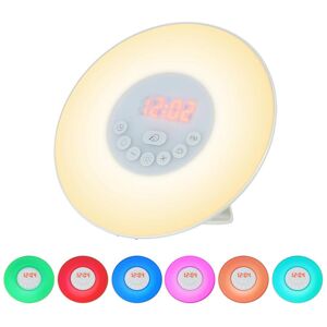 TOMTOP JMS Wake Up Light Alarm Clock Sunrise/Sunset Simulation Digital Clock with FM Radio 7 Colors Light Nature Sounds Snooze Function Touch Control