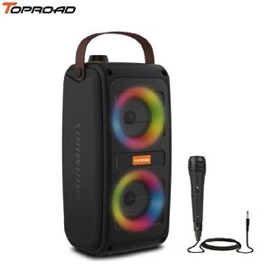 TOPROAD Bluetooth Speaker 20W Portable Wireless Boombox Bass Column Home Party Karaoke Speaker Support FM Radio LED Lights