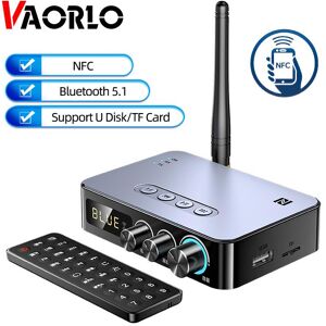 VAORLO NFC Bluetooth 5.1 Audio Receiver Transmitter 3.5mm AUX RCA Wireless Stereo Music Adapter FM Radio U Disk/TF Card Player With IR Remote