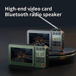 Bobo Life Portable FM/MW/SW Radio 4.3-inch LED Display Radio Wireless Bluetooth Speaker Dual TF Card Slot MP4 Music Player Video E-books