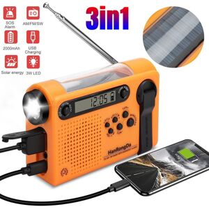 BYEE Electronics Weather Radio Solar Hand Crank 2000mAh AM FM Radio Flashlight Phone Charger Portable