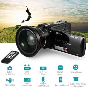 Andoer HDV-Z82 1080P Full HD 24MP Digital Video Camera Camcorder with 0.39X Wide Angle + Macro Lens