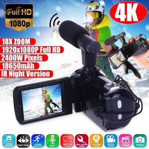 Sea Global 4K Full HD Video Camera Camcorder 2400 MP IR Night Vision Video Camcorder 3 Inch Touch LCD Screen 18X Zoom Camera w/ Mic