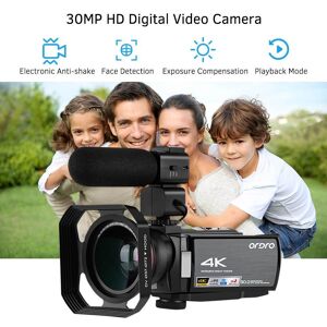 TOMTOP JMS ORDRO HDV-AE8 4K WiFi Digital Video Camera Camcorder DV Recorder 30MP 16X Digital Zoom IR Night