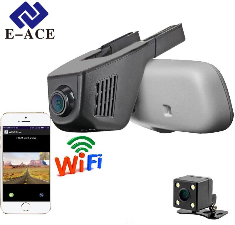 E-ACE Mini Wifi Car Dvr Dash Video Recorder Camcorder Dual Lens Camera FHD 1080P Reistrator Dashcam