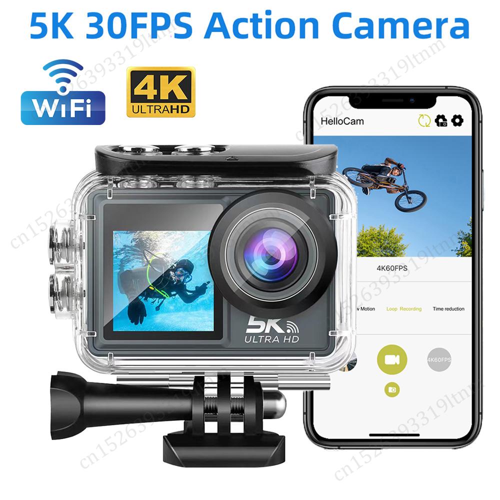 Essager Electronic Driver 5k Action Camera 30fps Wifi 2 Inch Wide Angle  Underwater Waterproof Video Recording Sport Cameras Outdoor Camcorders