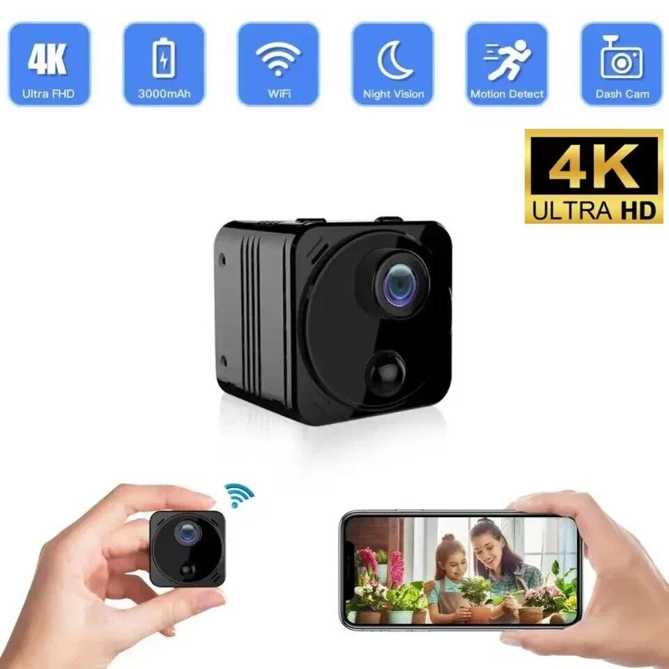 SDFGCSD R8 NEW 4K Mini WiFi Nanny Camera 30 Days Long Standb Built-in Battery Motion Detection Alarm Remote Surveillance Micro Camcorder