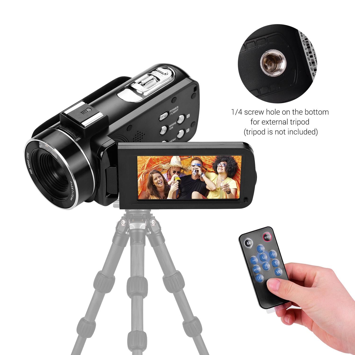 TOMTOP JMS Andoer 4K Ultra HD Handheld DV Professional Digital Video Camera CMOS Sensor   Camcorder with 0.45X