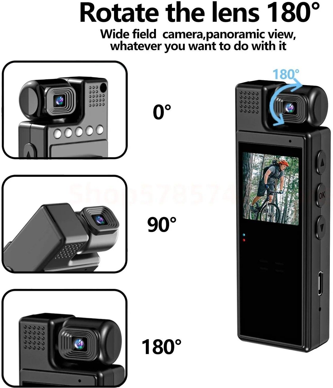 Electronic happiness 4K HD Portable Mini Action Camera Wifi Back Clip 180° Rotatable IR Night Vision Sports Cam Travel Bicycle Driver Video Recorder