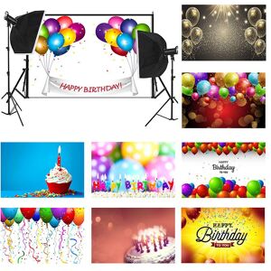 Photography Times WCIC New Happy Birthday Photo Cloth Cake And Balloon Theme Photography Cloth Backdrop Studio Props