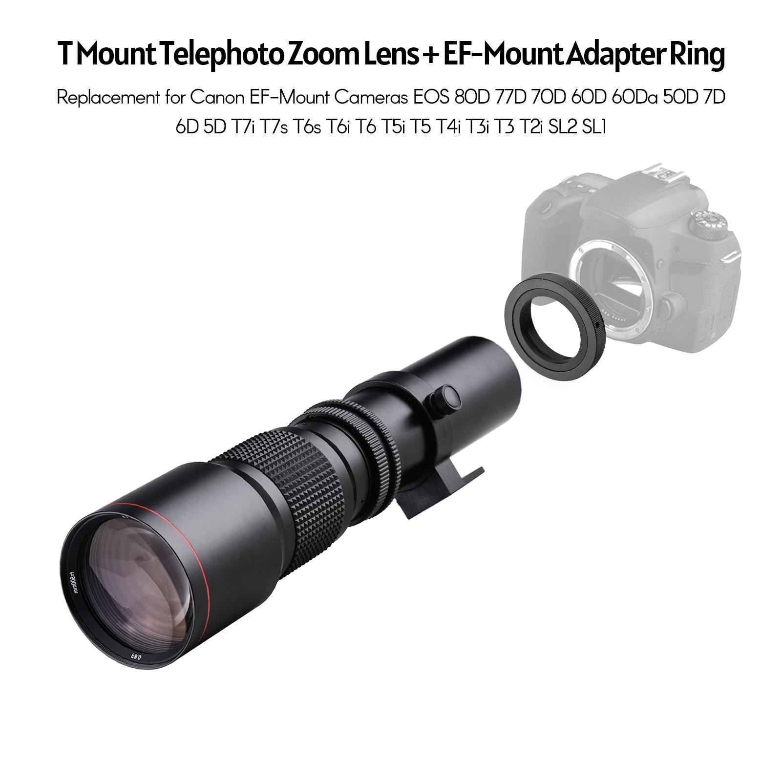 TOMTOP JMS Camera Super Telephoto Lens 500mm F/8.0-32 Manual Zoom T-Mount  + 2X 500mm Teleconverter Lens +