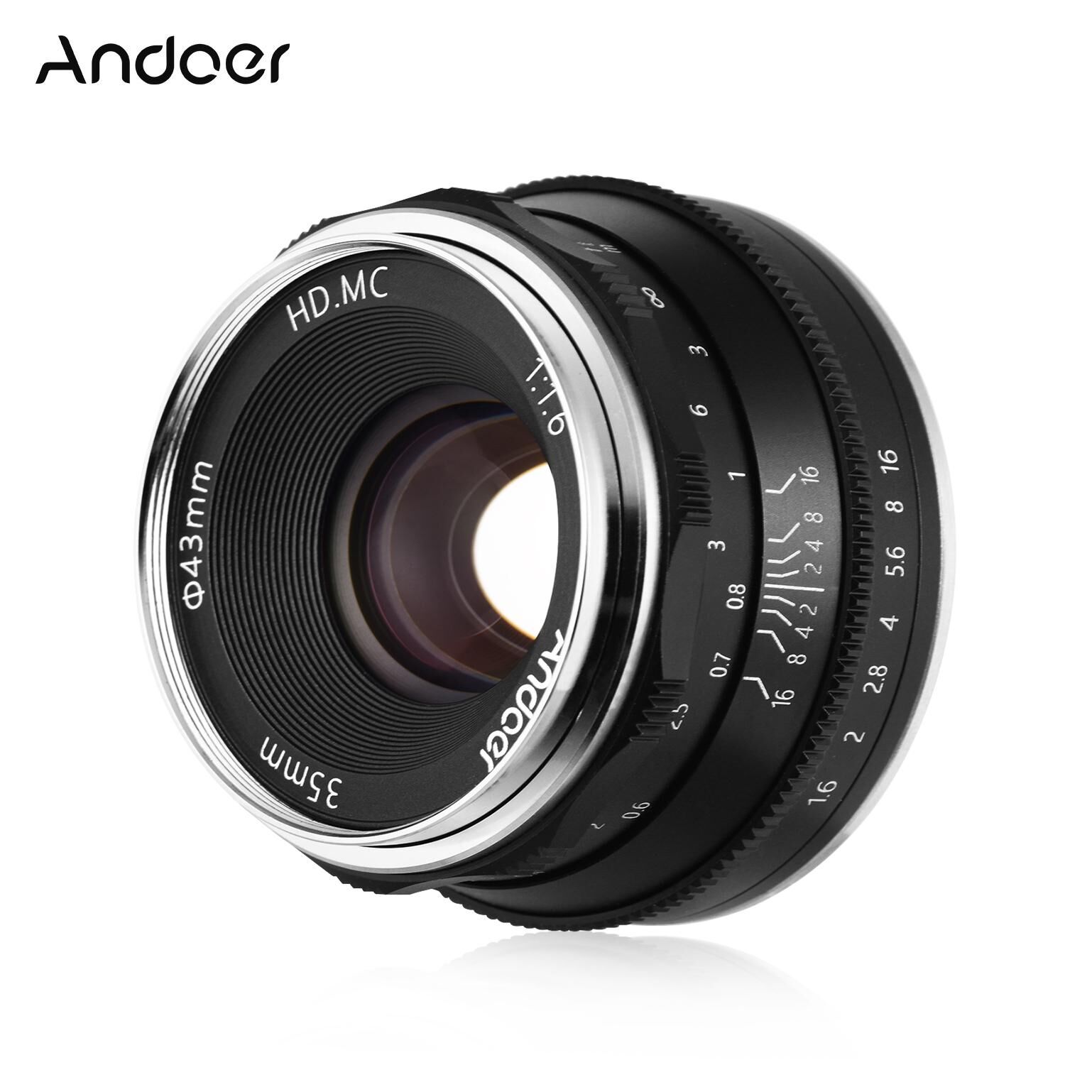 Andoer 35mm F1.6 Manual Focus Lens Large Aperture Multilayer Film Coating Mirrorless Camera Lens