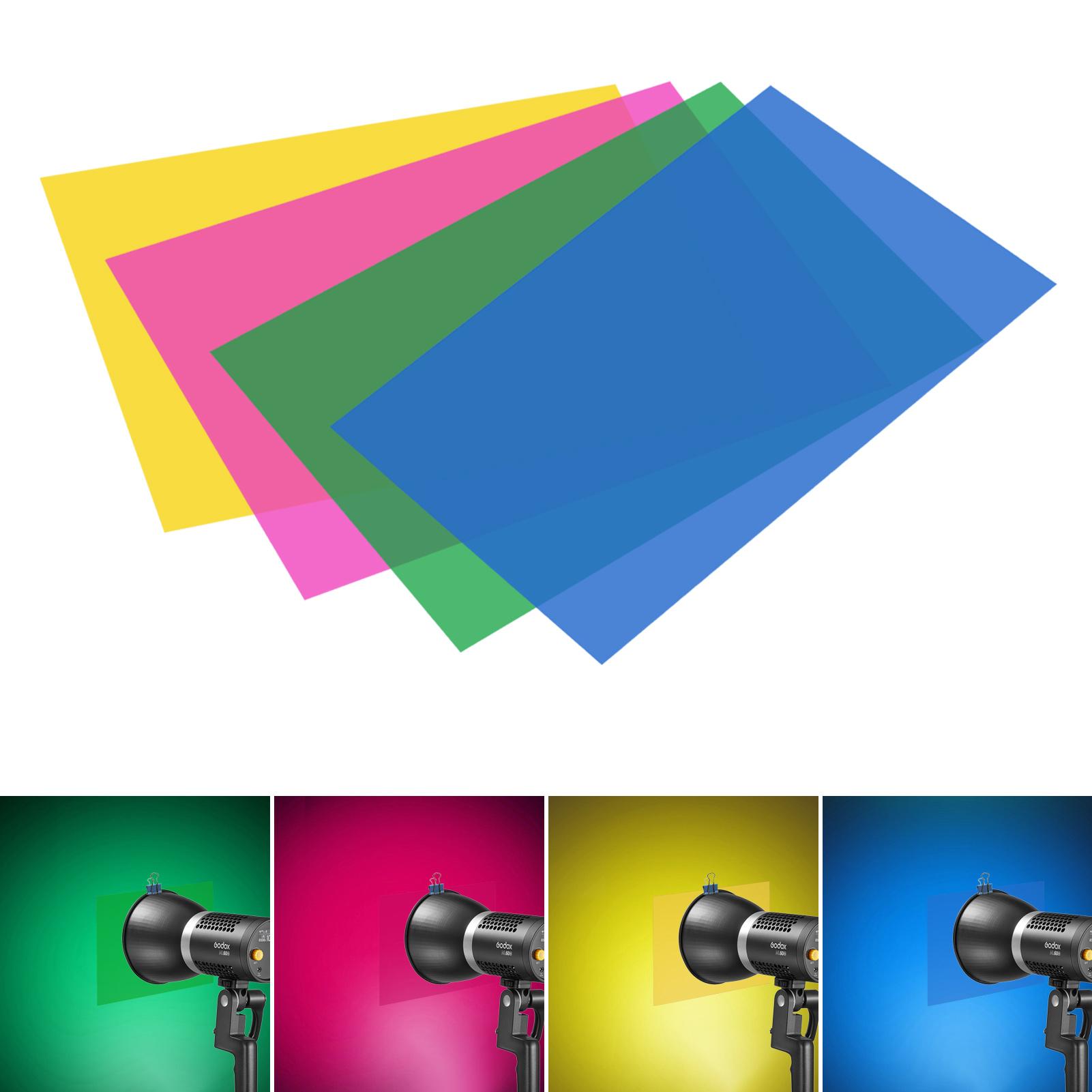 TOMTOP JMS 9PCS 30 * 20cm Photography Light Color Filters Set Transparent Light Gel Sheet for Studio