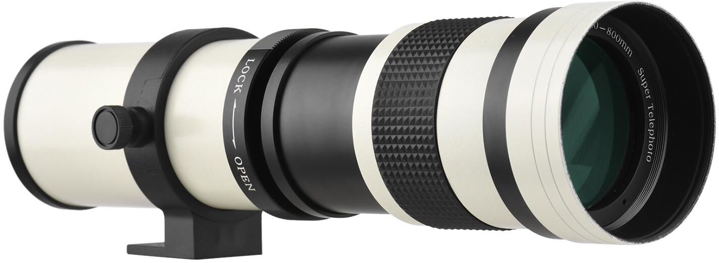 TOMTOP JMS Camera MF Super Telephoto Zoom Lens F/8.3-16 420-800mm T Mount with Universal 1/4 Thread Replacement