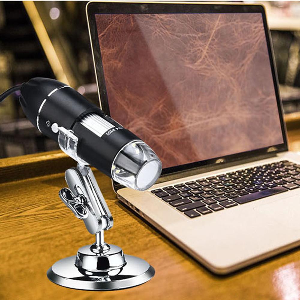 TOMTOP JMS USB Digital Microscope 1000X Magnification Camera 8 LEDs with Stand Compatible with Android