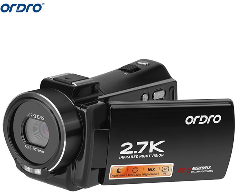 ORDRO HDVV17 2.7K Digital Video Camera Camcorder Portable DV Recorder 3.0 Inch IPS Touchscreen