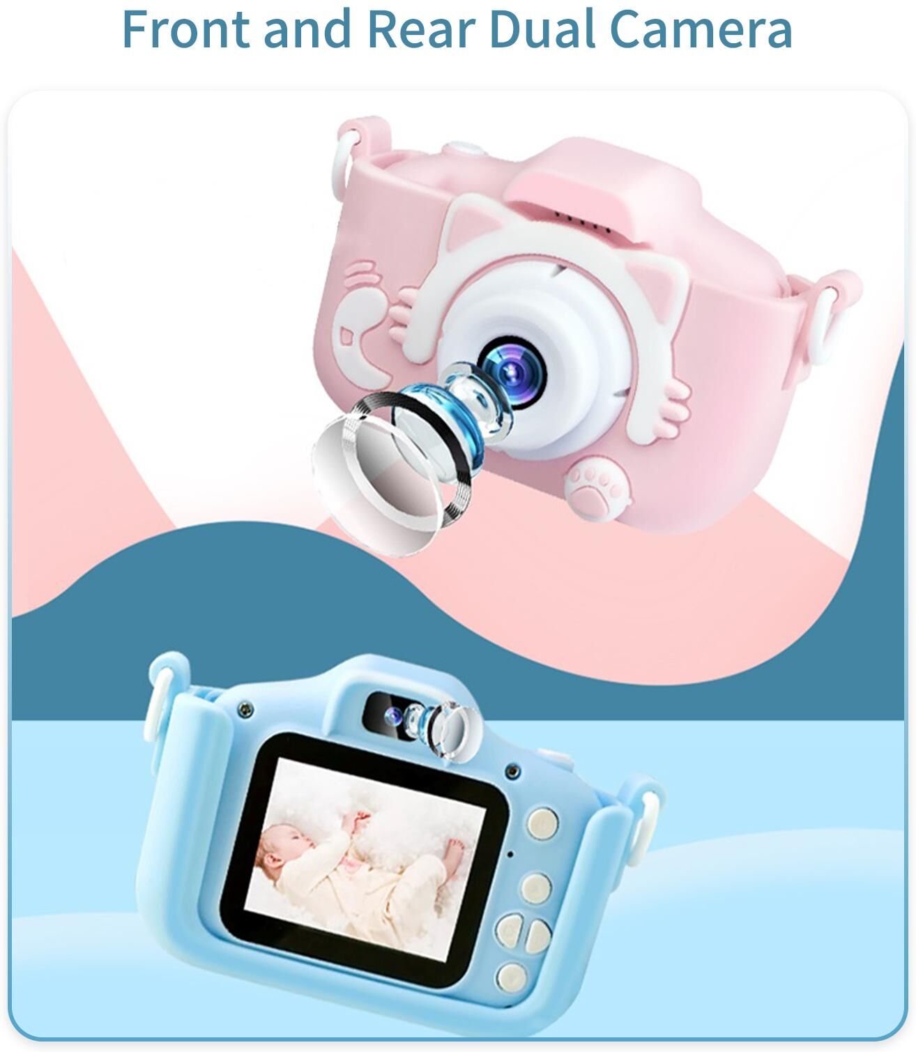 TOMTOP JMS Portable Children Digital Camera 20MP 1080P HD Video Camera Camcorder Cute Rechargeable Selfie