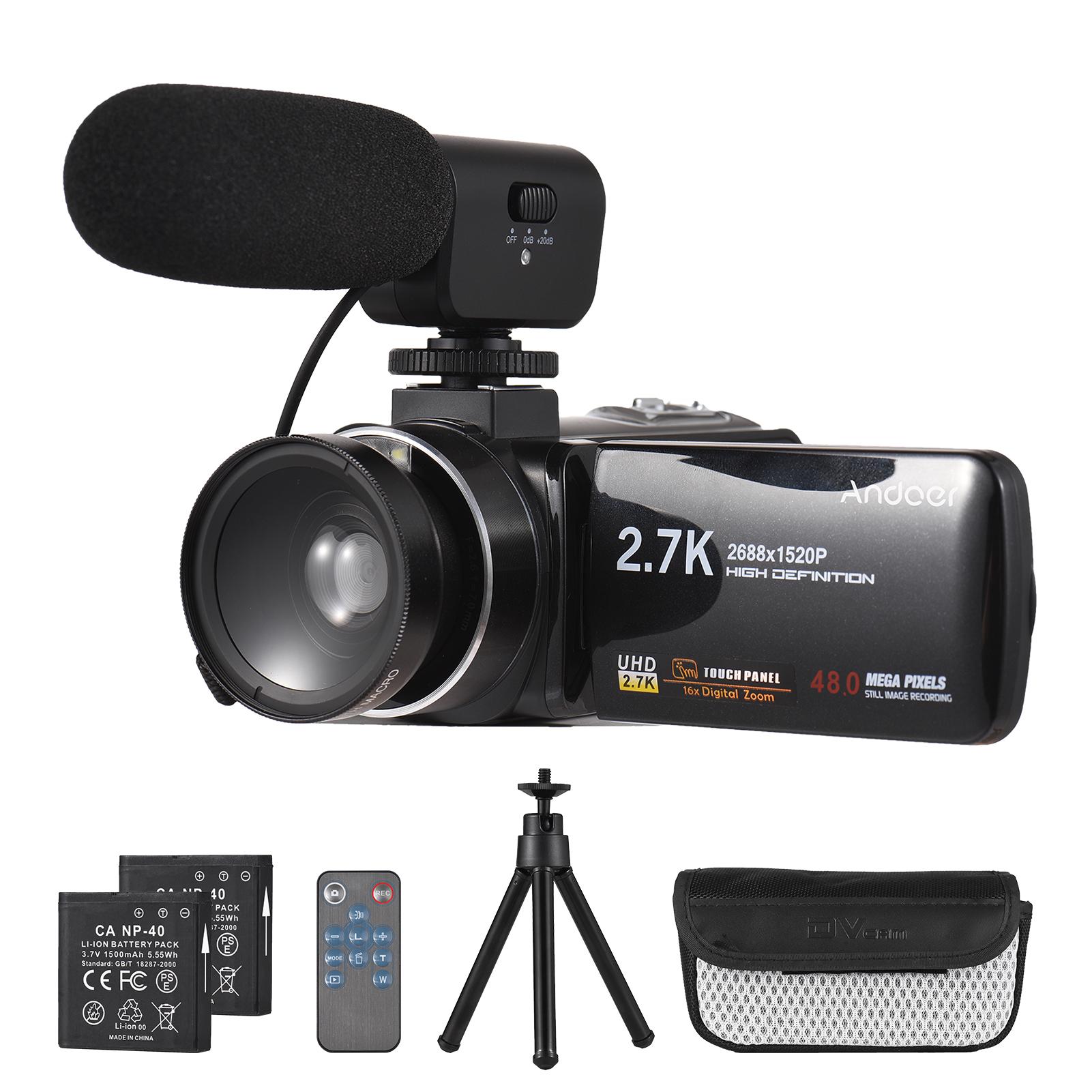 GoolRC Andoer 2.7K Digital Video Camera Camcorder DV Recorder 48MP 16X Digital Zoom 3.0 Inch IPS Touch