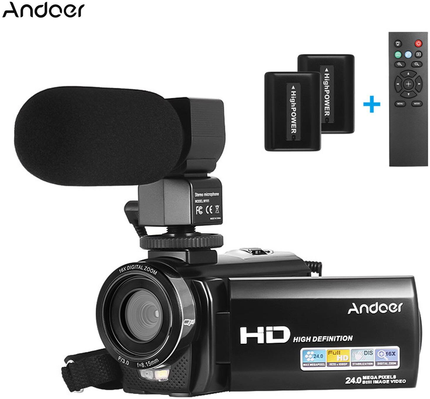 GoolRC Andoer HDV-201LM 1080P FHD Digital Video Camera Camcorder DV Recorder 24MP 16X Digital Zoom 3.0 Inch LCD Screen