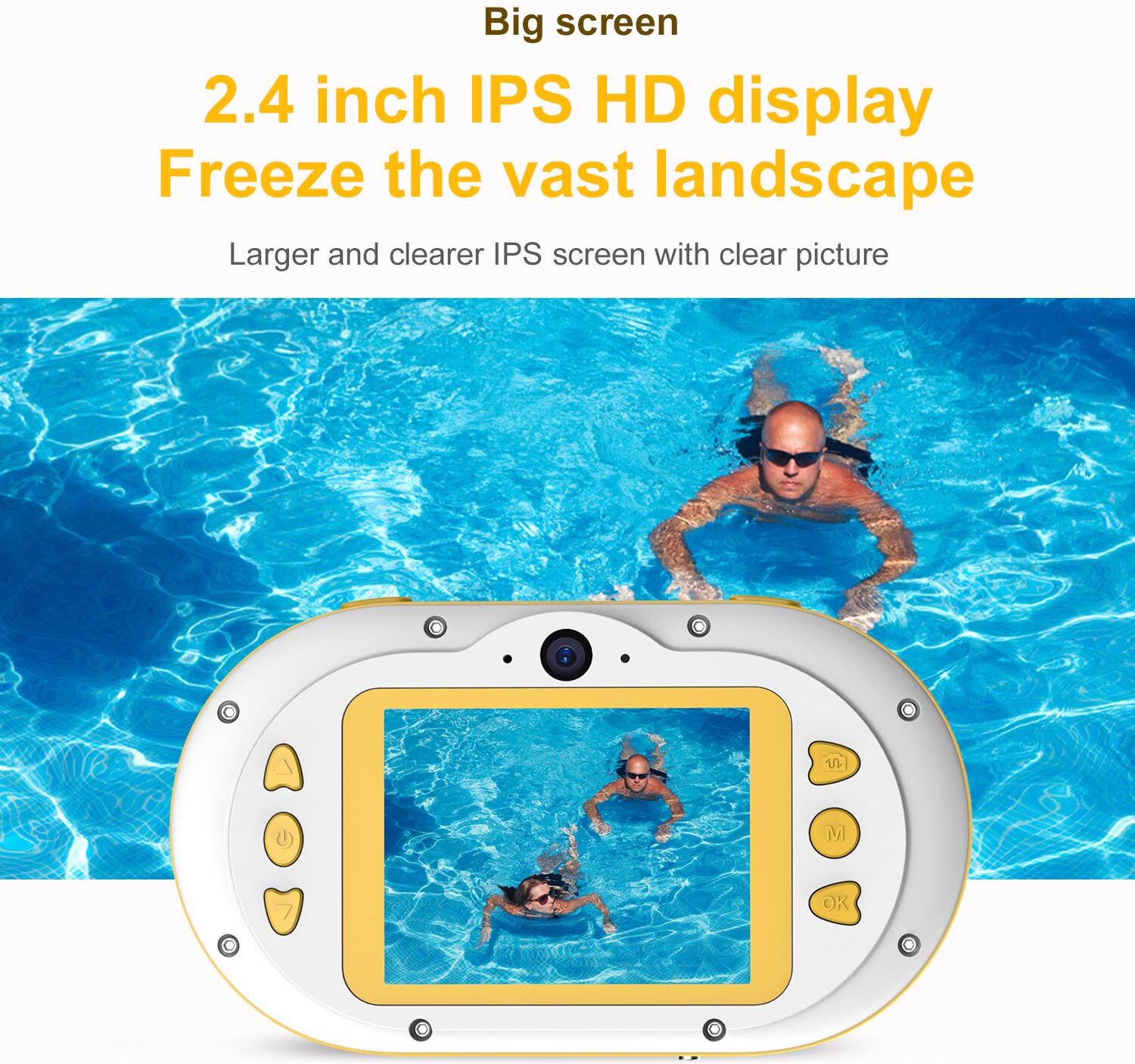 TOMTOP JMS 8MP Children Digital Camera Kids Waterproof Camera with Front and Rear Dual Cameras 2.4 Inch IPS HD