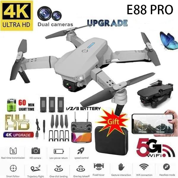 LYZRC 2024 E88 PRO Remote Control Drone 4K HD Single/Dual Camera Optical Flow Positioning WiFi FPV Helicopter RTF with Real Time Video with 1/2/3 Batteries