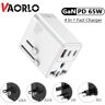 VAORLO 65W GaN Charger 4 In 1 Travel Charger Fast Charging For US EU UK AU QC 3.0 Super Charge Mini Portable PD USB Charger