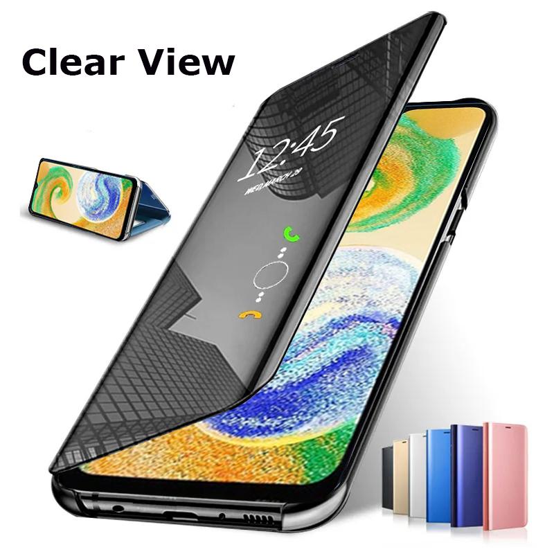 GalaxyCase Book Leather Mirror Flip Case For Samsung Galaxy A04s A14 A54 A53 A33 A73 Xiaomi Redmi Note 12 11 Poco X5 iPhone 14 13 12 11 Pro Max Clear View Cover