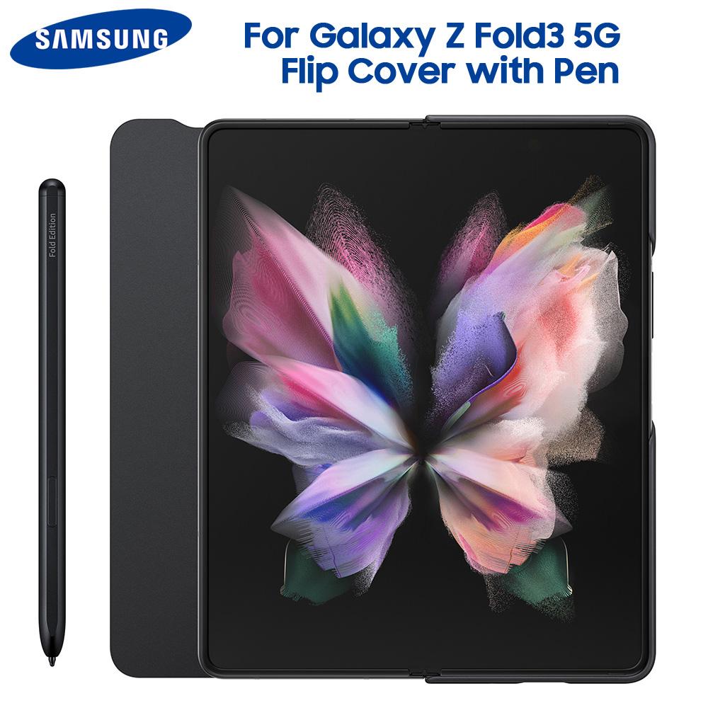 Original Samsung Flip Cover Case with S Pen for Samsung Galaxy Z Fold3 5G Z Fold 3 5G Flip Protective Cases