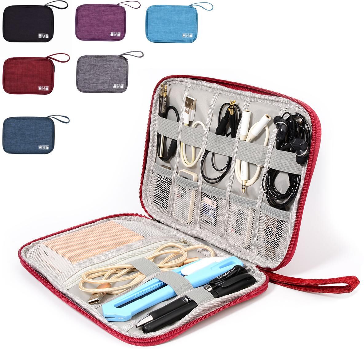 Great Mall Cable Organizer Bag Travel Electronic Organizer Electronics Accessories Carrying Case for Charger, Power Bank, Cell Phone, Flash Card, USB, Cord