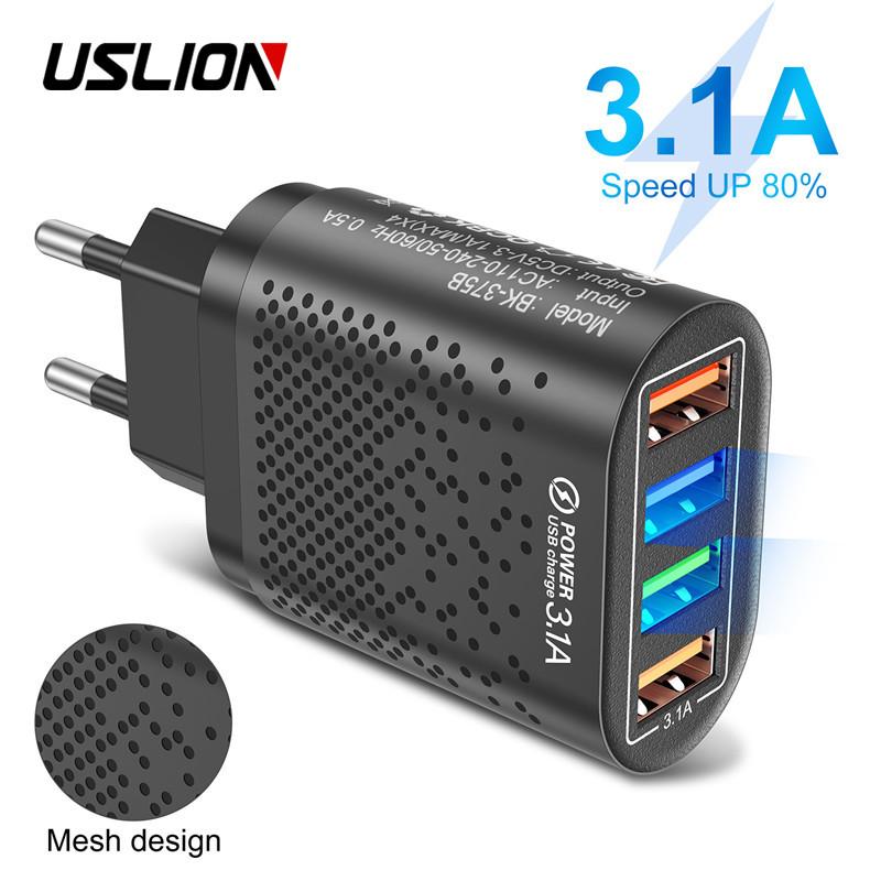 USLION Quick Charge 3.0 For iPhone Charger Wall Fast Charging For Samsung S10 S9 S8 Plug Xiaomi Mi Huawei Mobile Phone Chargers Adapter