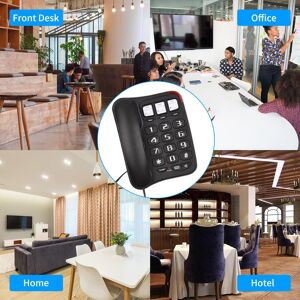 TOMTOP JMS Black Corded Phone with Big Button Desk Landline Phone Wall Mountable Telephone Support