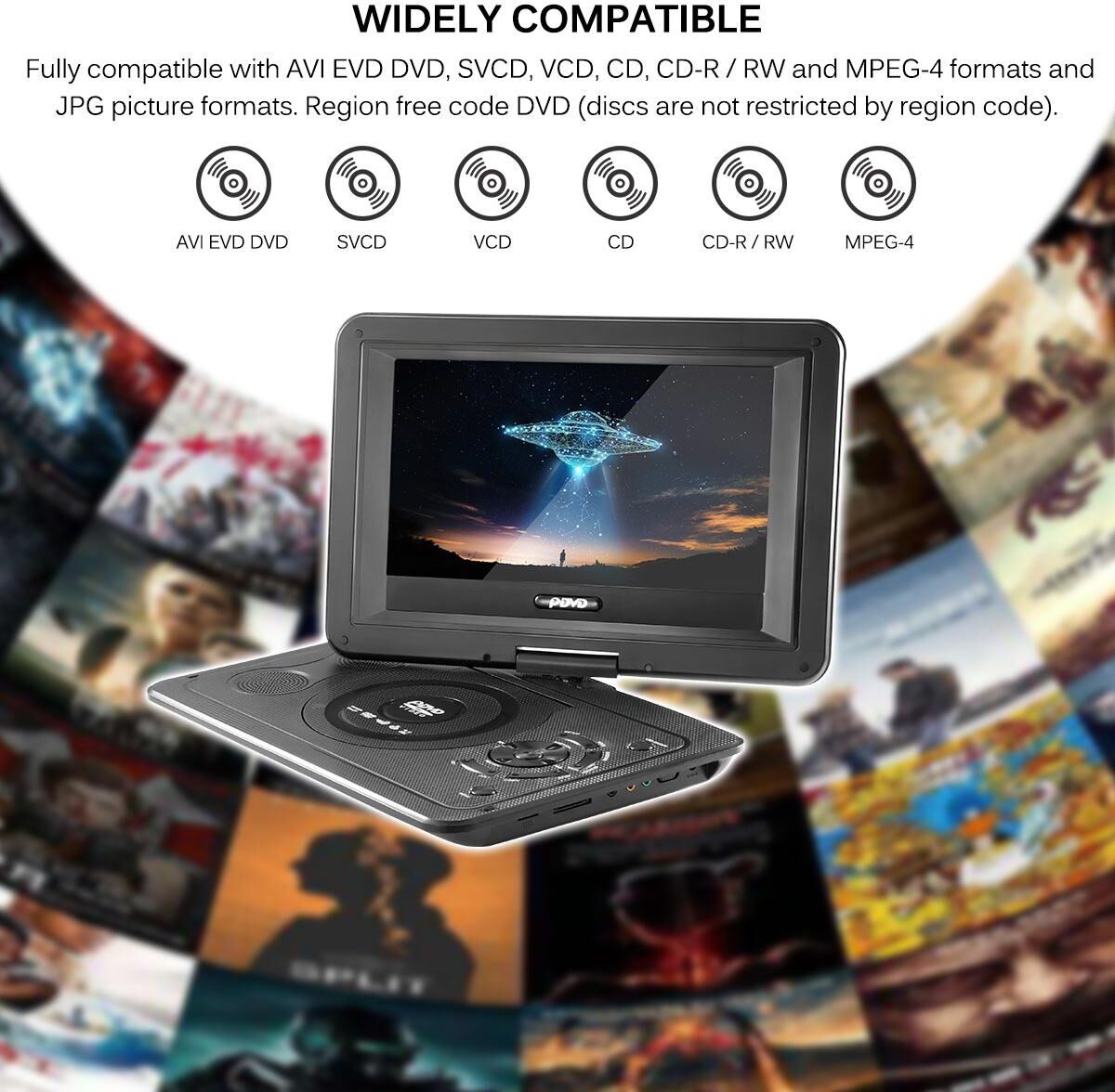 Callaa Calla 13.9 Inch Portable DVD Player HD Analog TV FM Radio USB SD Card Game TFT LCD Screen for Car Home Office